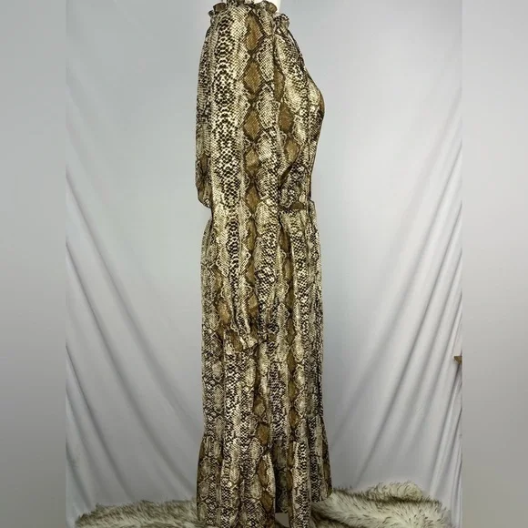 Emma & Michele gorgeous boho snakeskin print long sleeve dress women’s size M - Picture 6 of 17